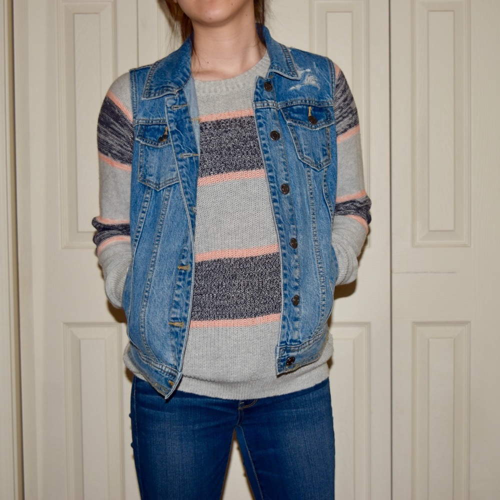 Mossimo Slightly Distressed Denim Vest